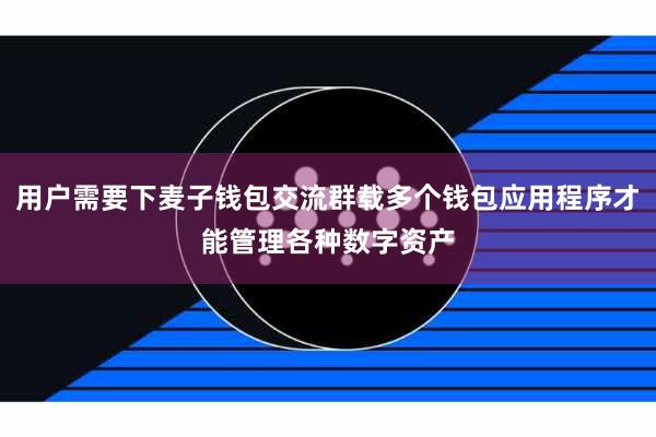 用户需要下麦子钱包交流群载多个钱包应用程序才能管理各种数字资产