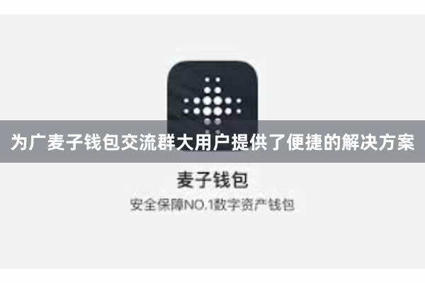 为广麦子钱包交流群大用户提供了便捷的解决方案
